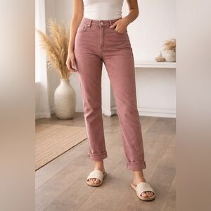 J. Jill High Rise Cropped Dusty Rose Terracotta Orange Straight Leg Jeans 12
